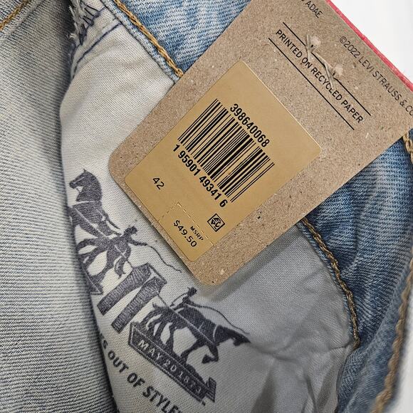 Levi's [Read] 405 Standard Denim Shorts Stone Washed Blue 42x10 - Picture 5 of 11